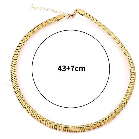 Gold Collar Statement Choker Grunge Punk Spiral Necklace - Picture 6 of 6